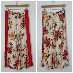 Farm Rio Tropical Print Wide Leg Pants Size P/XS Red Multi High Waisted